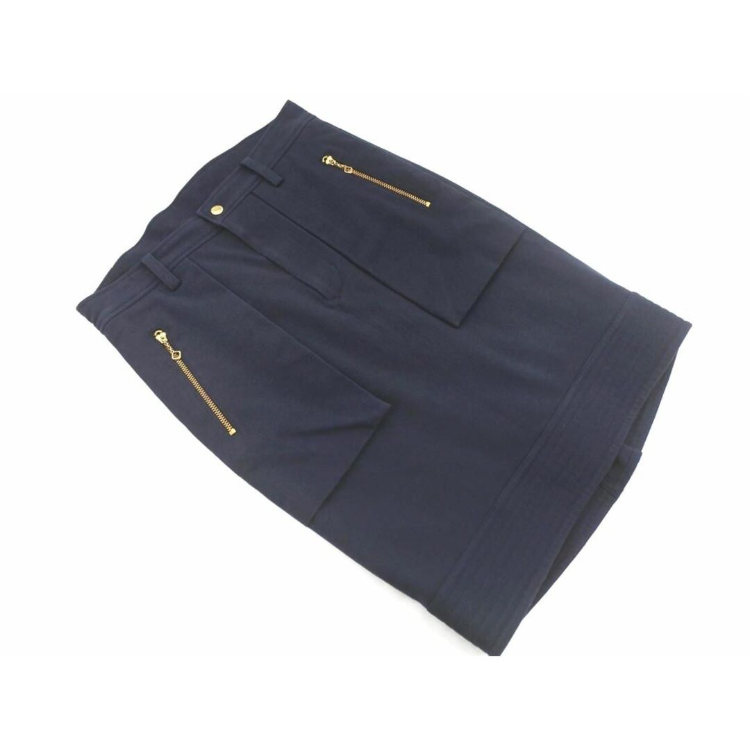 Scye サイ 裾ジップ ツイル タイト スカート size38/濃紺 ■■ レディース