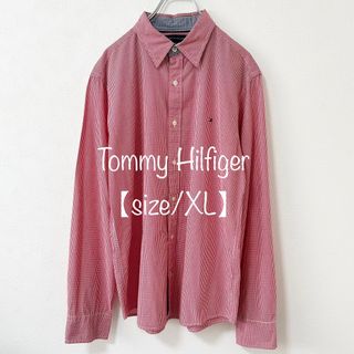 トミーヒルフィガー(TOMMY HILFIGER)のTOMMY〜/トミーヒルフィガー★長袖チェックシャツ★レッドホワイト/赤白★XL(シャツ)