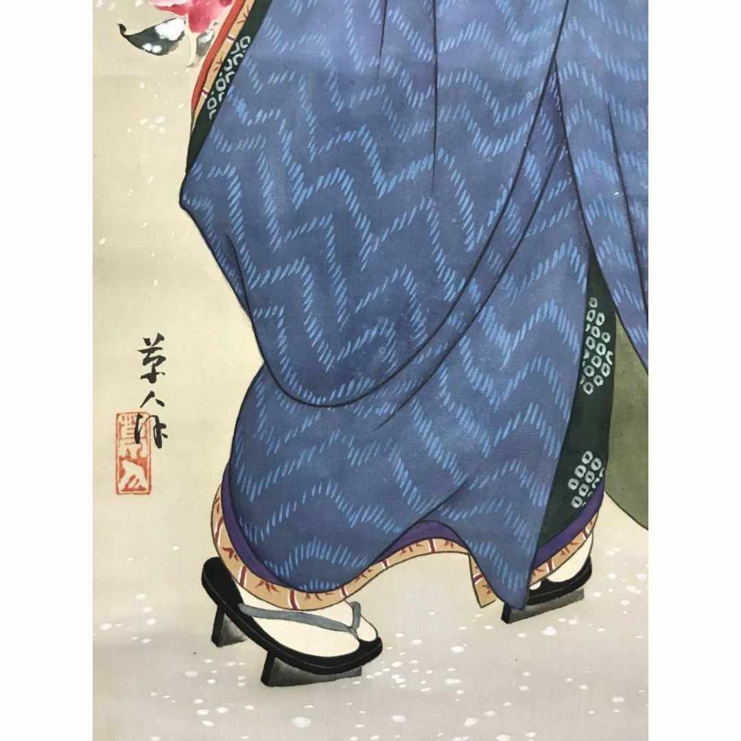 真作】草人/雪椿美人画/美人図/掛軸☆宝船☆AC-290の通販 by 真作】草人/雪椿美人画/美人図/掛軸☆宝船☆AC-290の通販 by