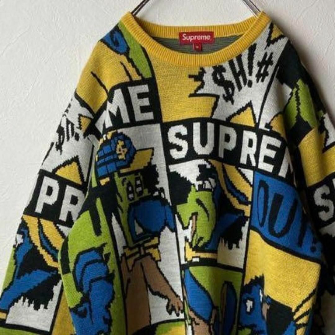 【総柄セーター】Supreme Cartoon SweaterイエローM.