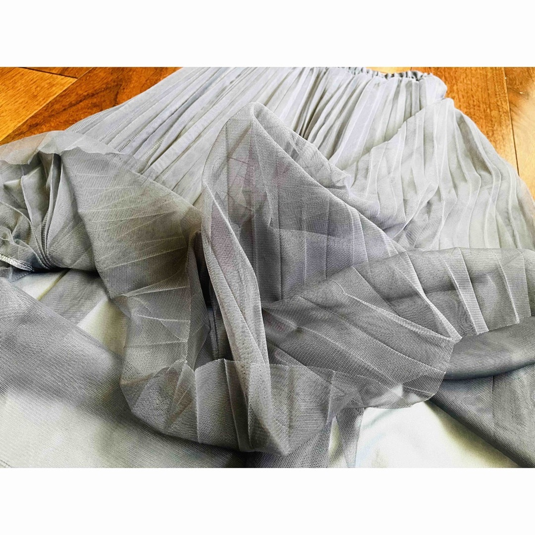 DURAS(デュラス)のデュラス　DURAS   チュール　プリーツ　スカート　シアー　裏地あり レディースのスカート(ロングスカート)の商品写真