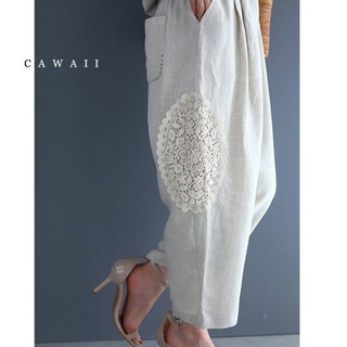 カワイイ(cawaii)のcawaii サイドに飾った楕円レ一スのゆったりワイドパンツ(その他)