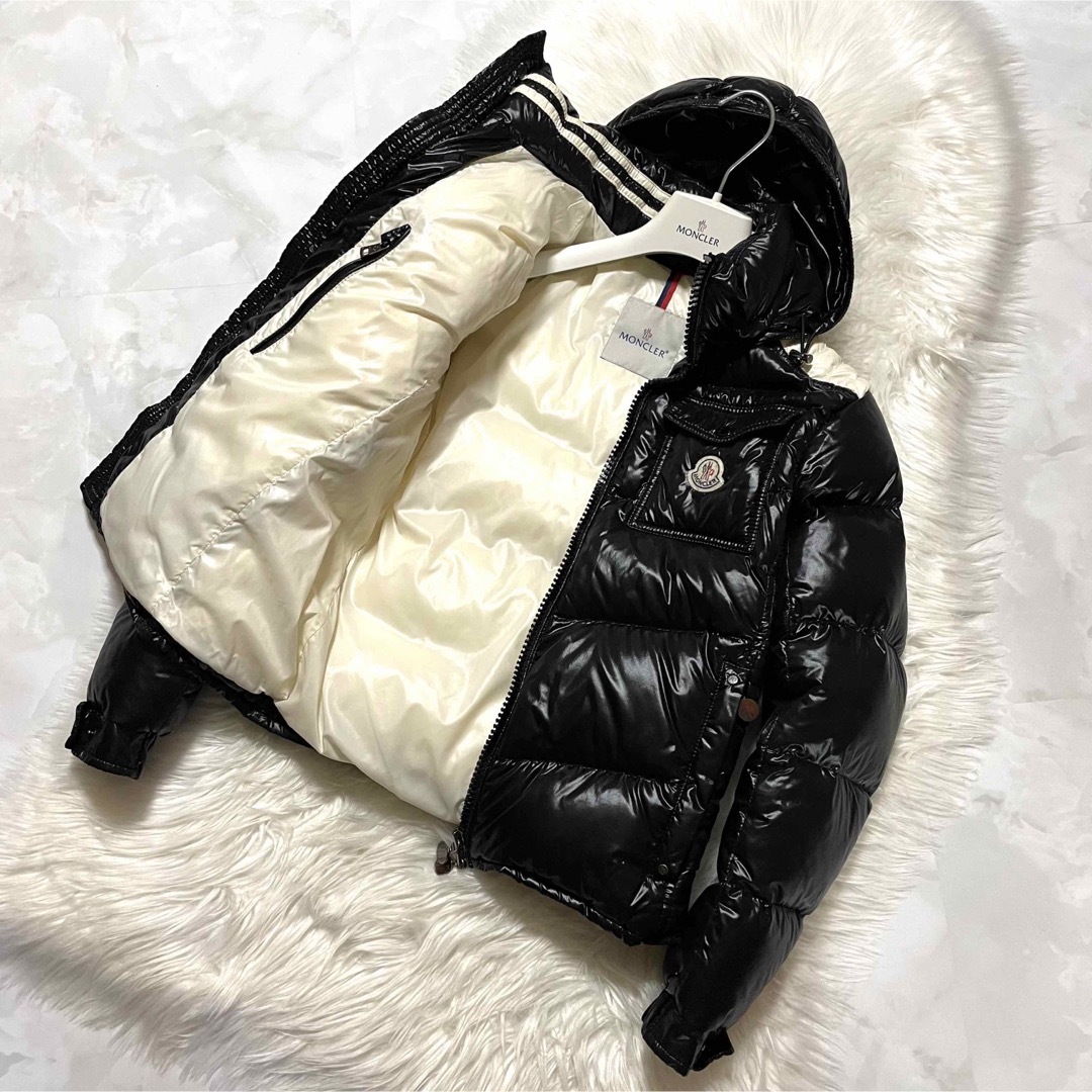 本物 美品 モンクレール CLASSE バイカラー ダウンジャケット 0 黒 白