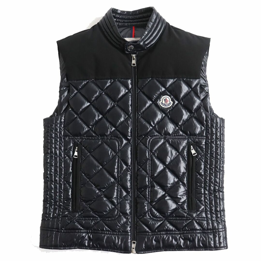 MONCLER(モンクレール)の極美品△正規品 MONCLER モンクレール 21AW JEUNET GILET ロゴワッペン ダイヤ柄キルト ダウンベスト ブラック 2 ハンガー・ガーメント付 メンズのジャケット/アウター(ダウンベスト)の商品写真