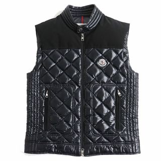 極美品△正規品 MONCLER モンクレール 21AW JEUNET GILET ロゴワッペン ダイヤ柄キルト ダウンベスト ブラック 2  ハンガー・ガーメント付