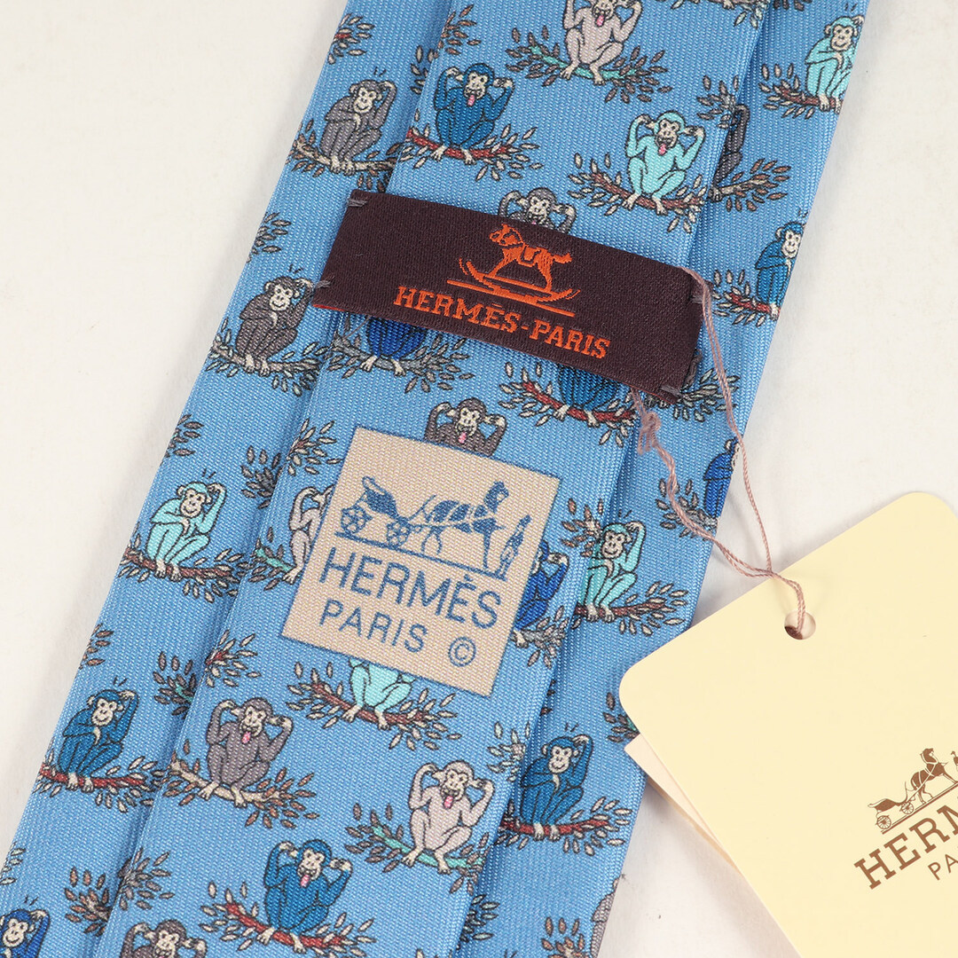 Hermes - HERMES エルメス モンキー柄 シルク ネクタイ 近年モデル