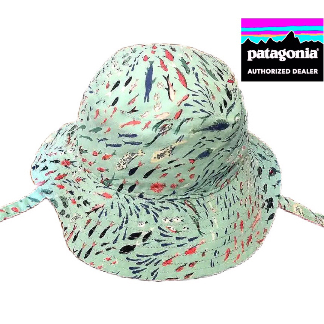 patagonia(パタゴニア)のパタゴニア リバーシブル ハット 5T 帽子 魚柄 スイミー 水色 水着 キッズ/ベビー/マタニティのこども用ファッション小物(帽子)の商品写真