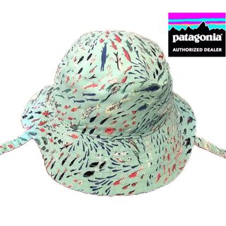 パタゴニア(patagonia)のパタゴニア リバーシブル ハット 5T 帽子 魚柄 スイミー 水色 水着(帽子)