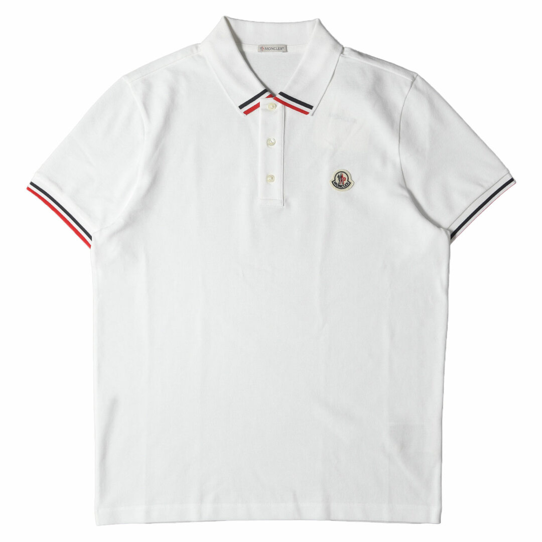 MONCLER モンクレール ポロシャツ サイズ:L 23SS ワンポイント アイコンロゴワッペン 鹿の子 ポロシャツ SS POLO I10918A00015 899UR ホワイト 白 トップス カジュアル 半袖 【メンズ】メンズ