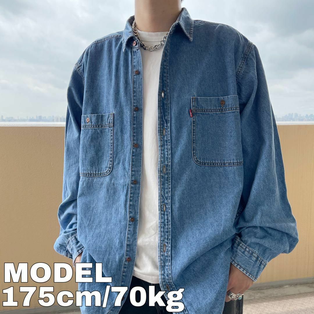 Levi's(リーバイス)のリーバイス デニムシャツ XLT トールサイズ 青ブルーデニム 胸ポケット古着 メンズのトップス(シャツ)の商品写真