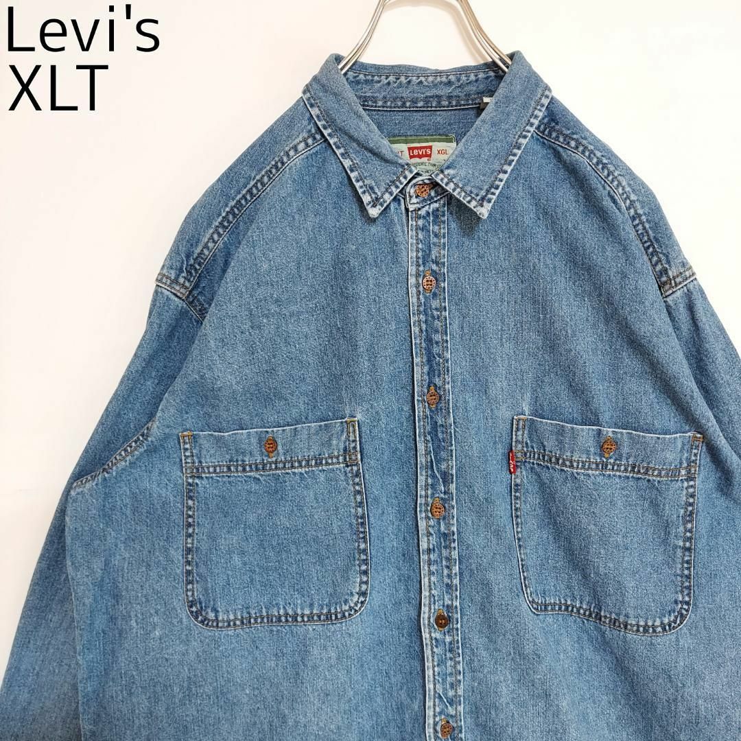 Levi's(リーバイス)のリーバイス デニムシャツ XLT トールサイズ 青ブルーデニム 胸ポケット古着 メンズのトップス(シャツ)の商品写真