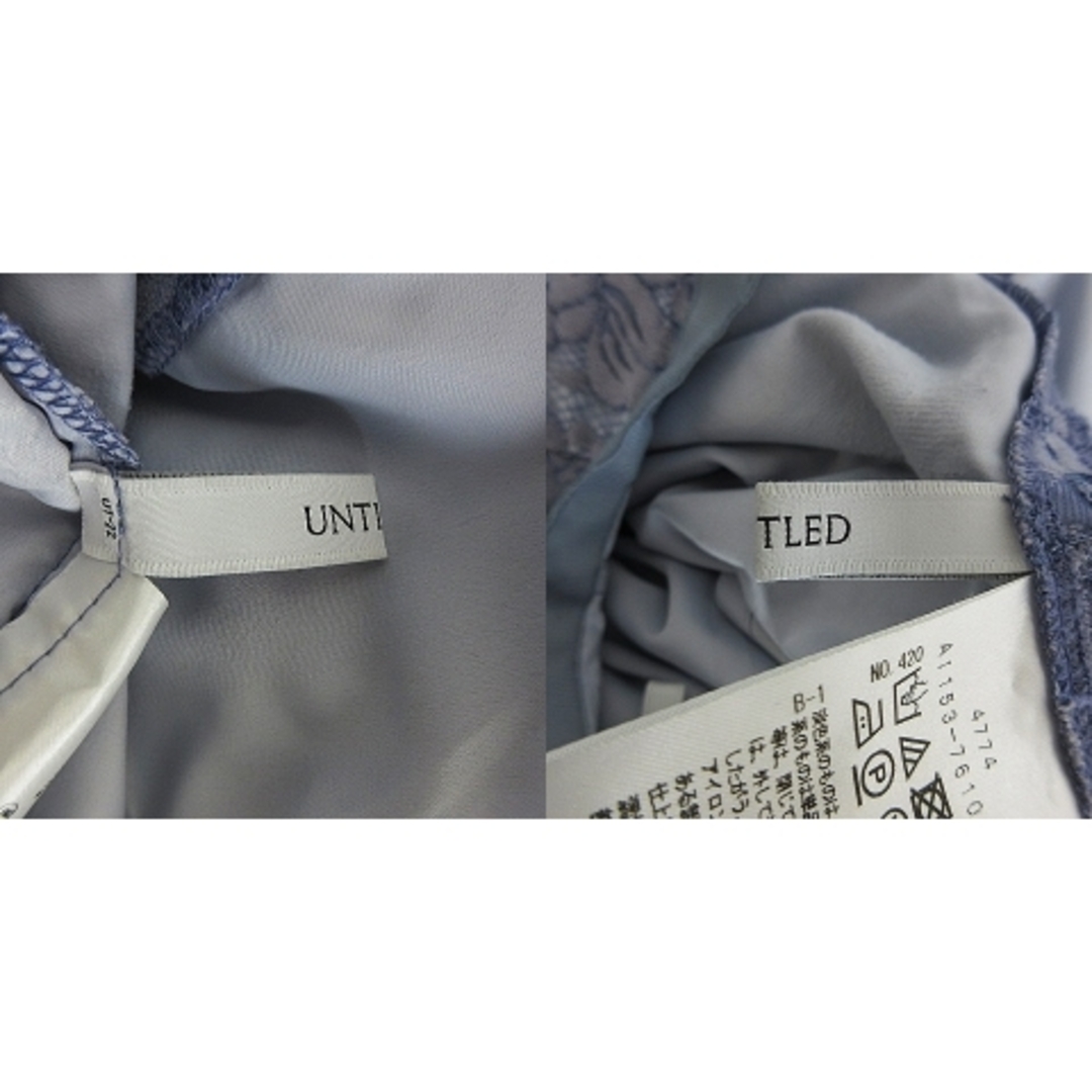 UNTITLED(アンタイトル)のアンタイトル スカート タイト ひざ丈 バックファスナー 薄手 総レース 青 レディースのスカート(ひざ丈スカート)の商品写真