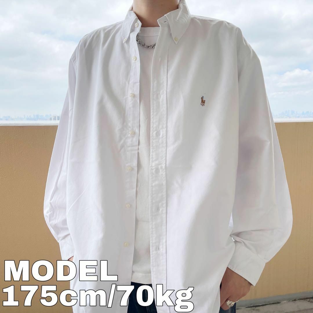 【大人気☆】ラルフローレン 長袖BDシャツ ワンポイント ホワイト XL