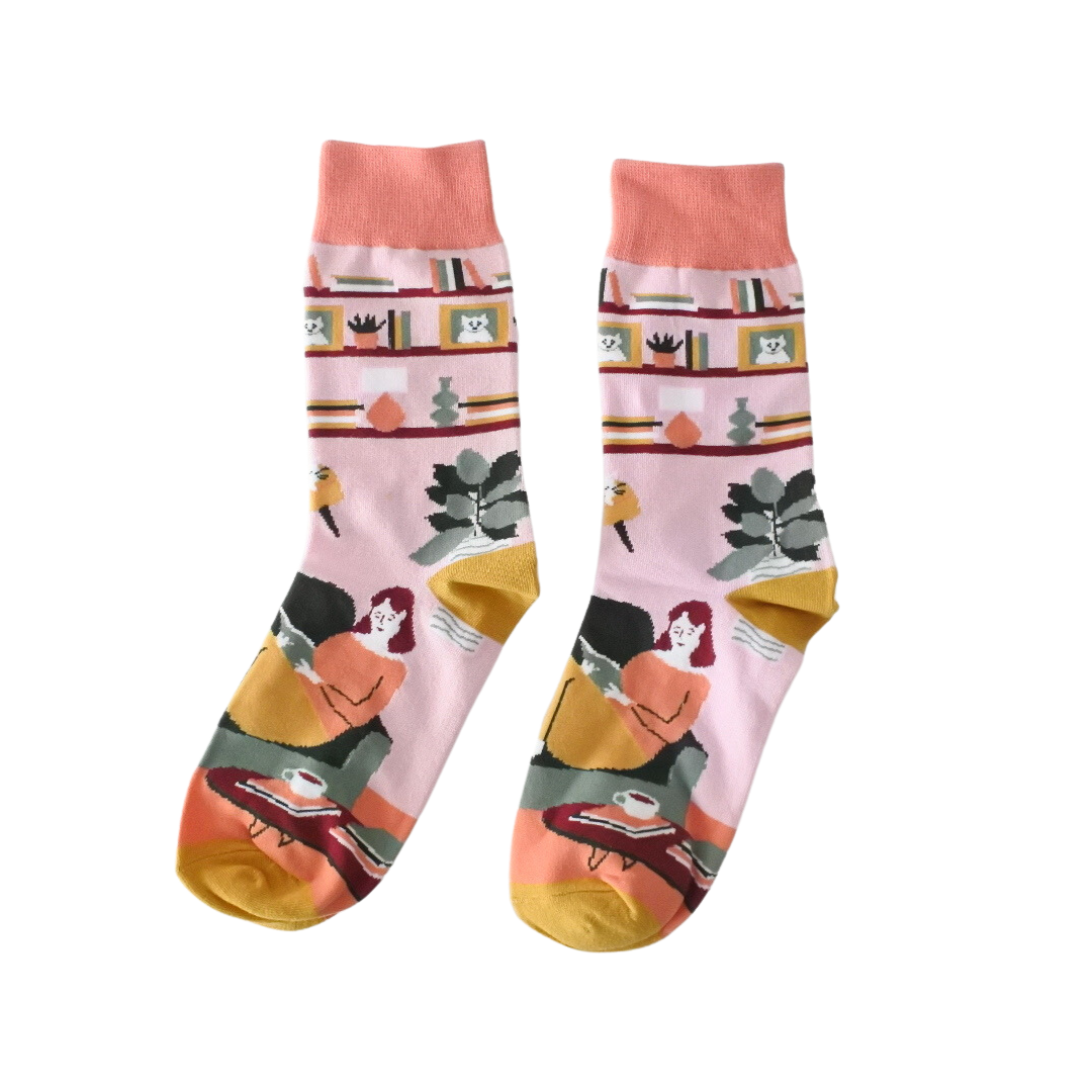 リーディングタイム クルーソックス ユニセックス 靴下 socks sox レディースのレッグウェア(ソックス)の商品写真