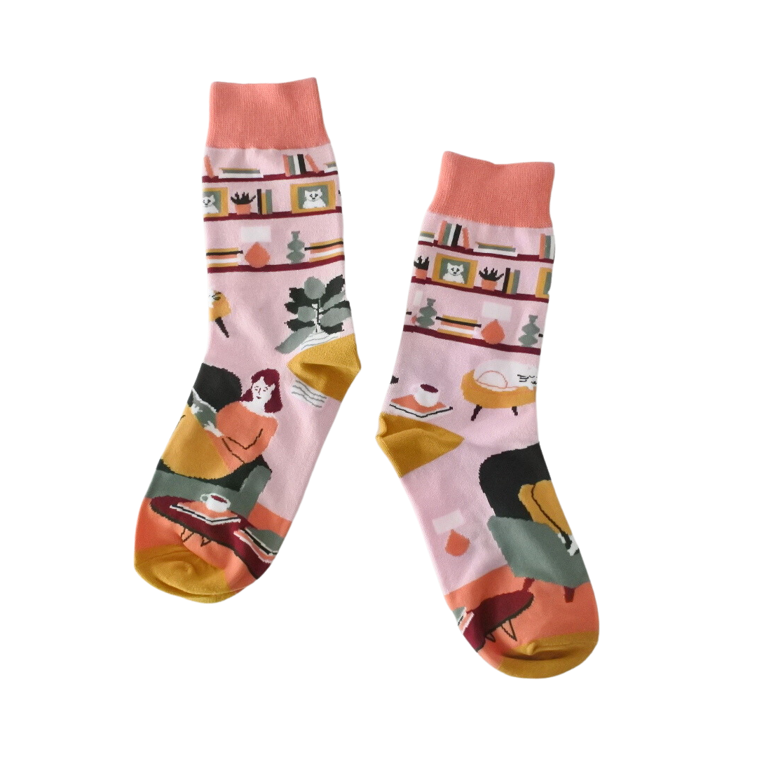 リーディングタイム クルーソックス ユニセックス 靴下 socks sox レディースのレッグウェア(ソックス)の商品写真