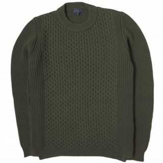 ランバン(LANVIN)のLANVIN ランバン イタリア製 エクストラファインウール ケーブル＆畦編み ミドルゲージクルーネックニット M OLIVE セーター プルオーバー トップス【中古】【LANVIN】(ニット/セーター)