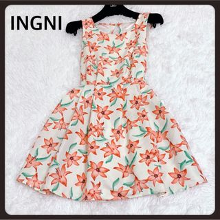 イング(INGNI)のINGNI　花柄ワンピース　ノースリーブ　リボン(ひざ丈ワンピース)