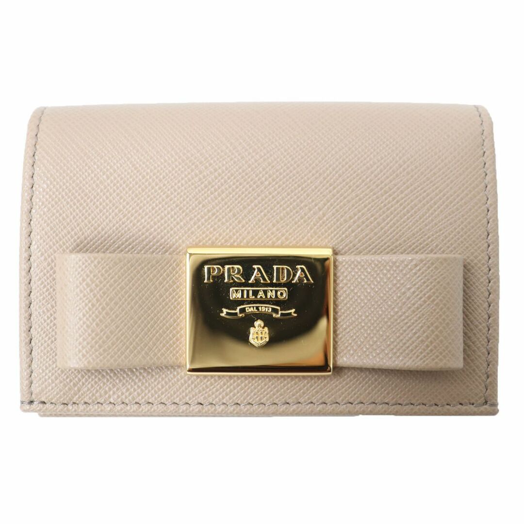 プラダ PRADA カードケース サフィアーノ リボン レザー 茶 ブラウン