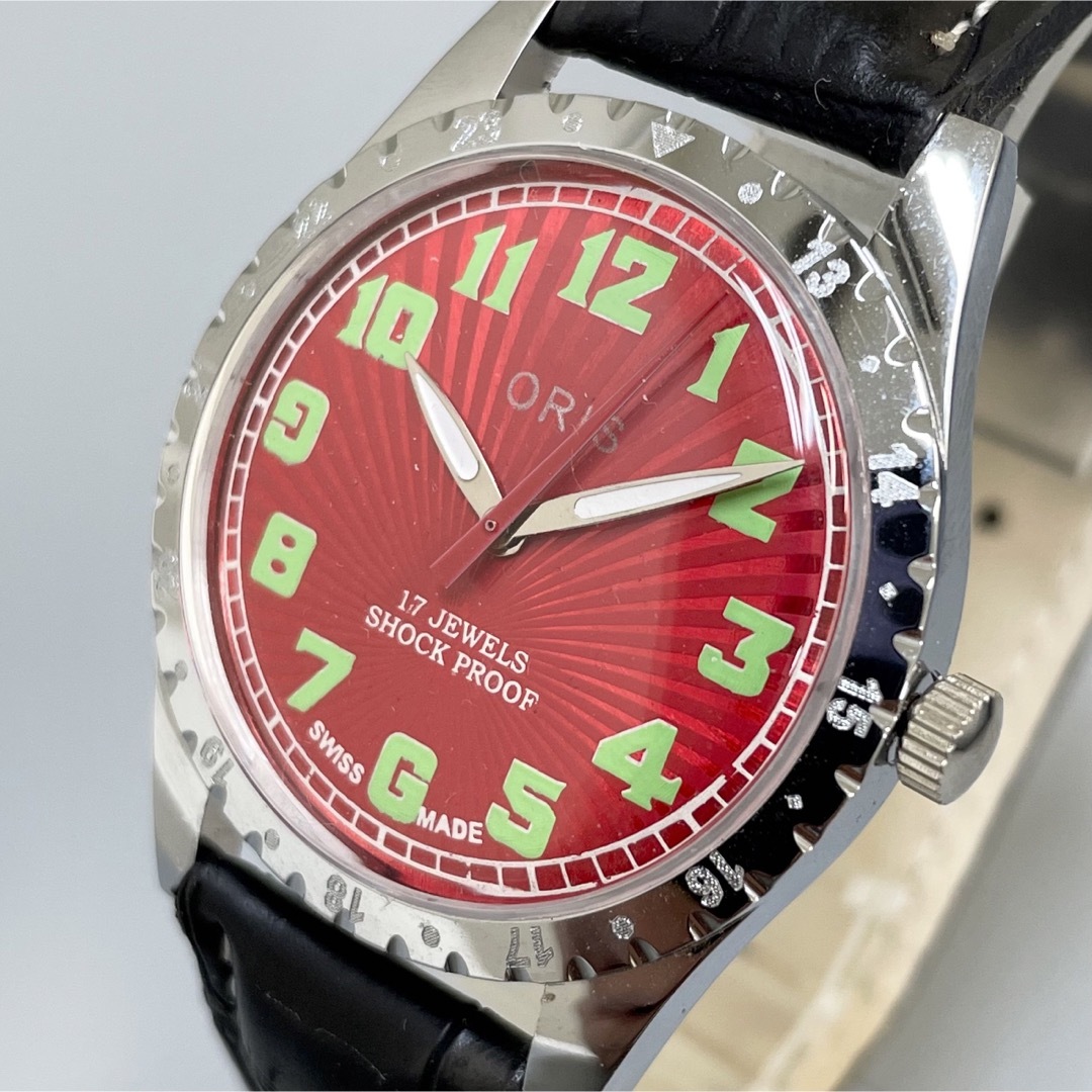 【情熱】★オリス/ORIS★腕時計 メンズ レッド 機械式 手巻 ビンテージ メンズの時計(腕時計(アナログ))の商品写真