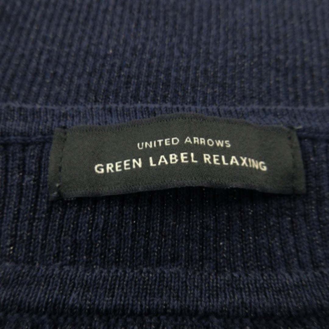 UNITED ARROWS green label relaxing(ユナイテッドアローズグリーンレーベルリラクシング)のグリーンレーベルリラクシング ニット セーター リブ ラウンドネック 七分袖 紺 レディースのトップス(ニット/セーター)の商品写真