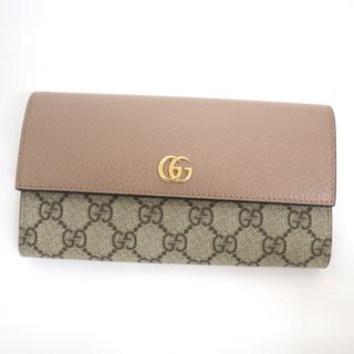 グッチ(Gucci)の【GUCCI】グッチ コンチネンタル･ウォレット 2つ折り長財布 GGスプリーム×レザー ベージュ×ゴールド金具 456116/kt07123ar(財布)