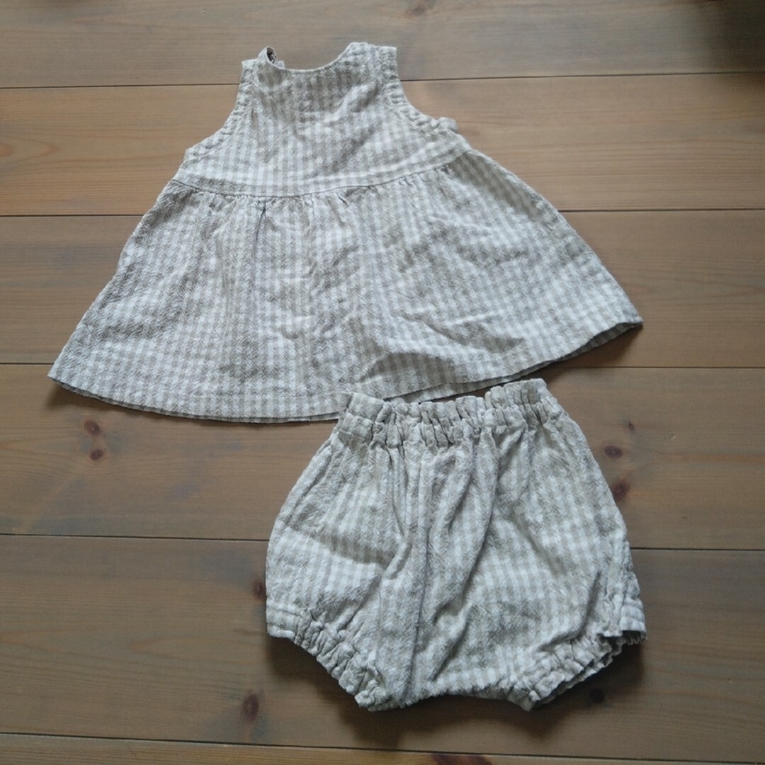 セットアップ　ノースリーブ＆ブルマ　80cm　ハンドメイド キッズ/ベビー/マタニティのベビー服(~85cm)(ワンピース)の商品写真