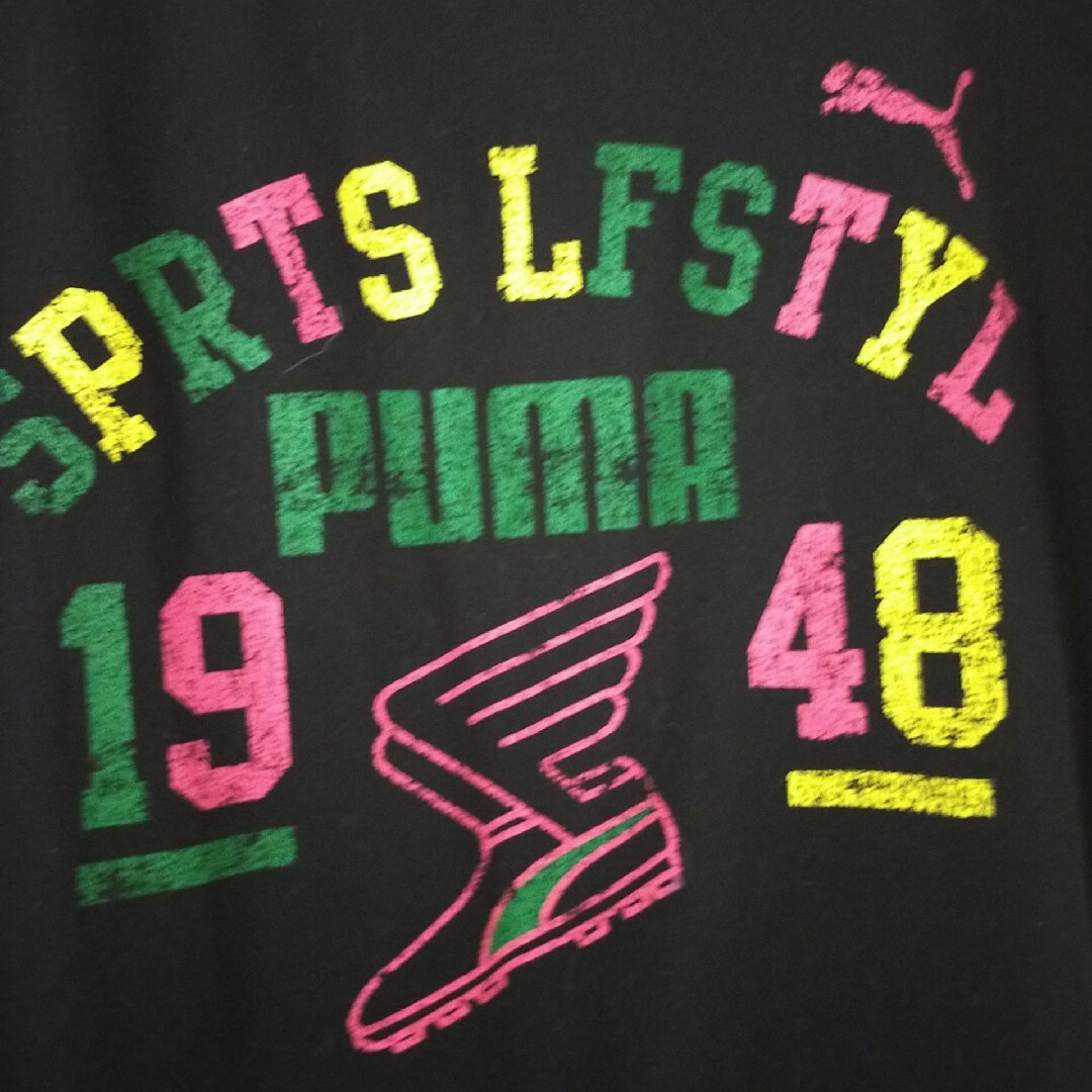 PUMA　プーマ　ビックプリント　Tシャツ　半袖　刺繍ロゴ　黒T　丸首　M メンズのトップス(Tシャツ/カットソー(半袖/袖なし))の商品写真