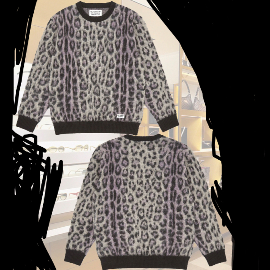 WACKO MARIA(ワコマリア)のwacko mariaワコマリア  ジャガー モヘア レオパード セーター 紫 メンズのトップス(ニット/セーター)の商品写真