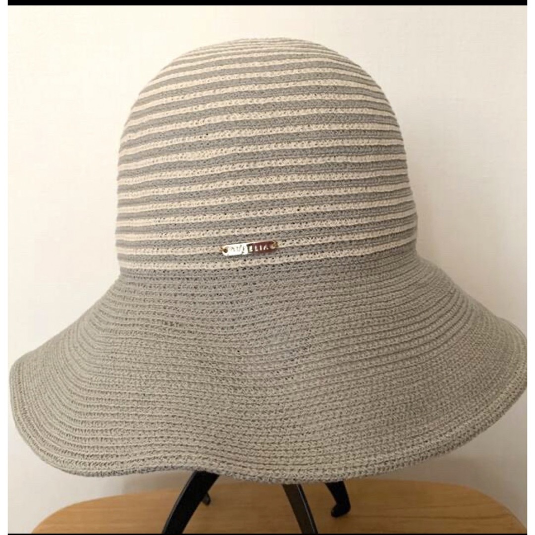 アウレリア ＵＶカット 和紙ボーダー　ハット　帽子 レディースの帽子(ハット)の商品写真