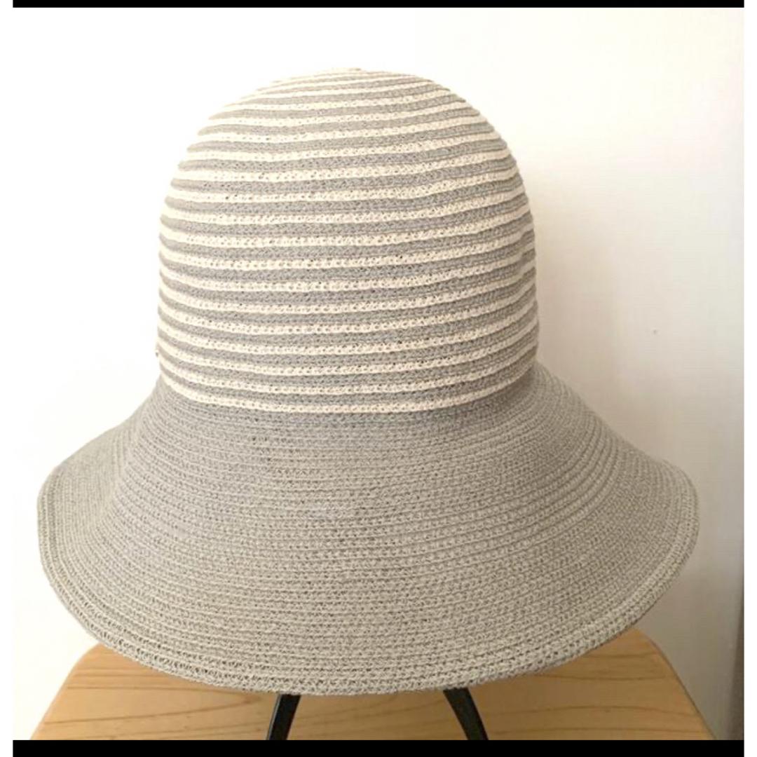アウレリア ＵＶカット 和紙ボーダー　ハット　帽子 レディースの帽子(ハット)の商品写真