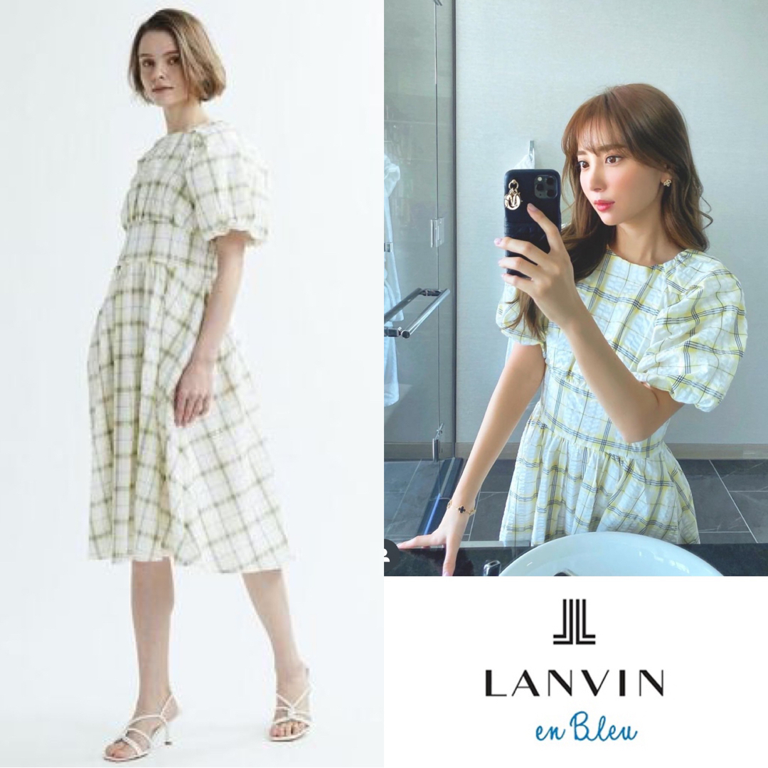 LANVIN en Bleu - ランバンオンブルー コットンギャザーワンピースの