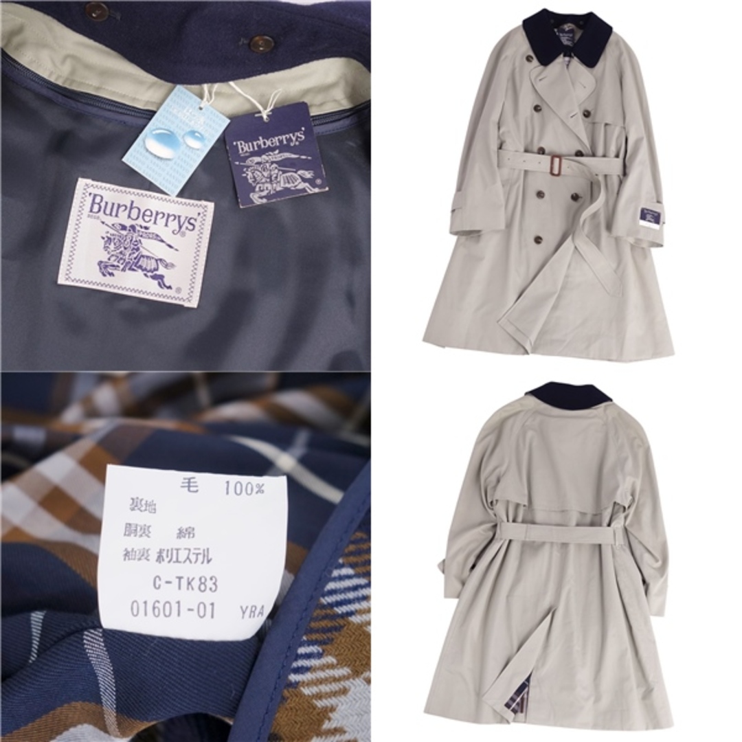 未使用 Vintage バーバリー Burberrys コート 2枚襟 トレンチコート 裏チェック ライナー付き アウター レディース 9AR(M相当) ベージュ