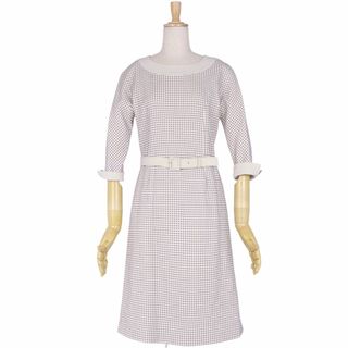 クレージュ(Courreges)のクレージュ courreges ワンピース ドレス 七分袖 総柄 トップス レディース 38(M相当) グレー(ひざ丈ワンピース)