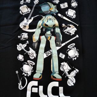 フリクリ Tシャツ XLサイズ 黒 アニメTシャツ カンチ FLCL *の通販