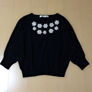 ドットアンドストライプスチャイルドウーマン(Dot&Stripes CHILDWOMAN)のドット&ストライプス 黒 刺繍ニット(ニット/セーター)