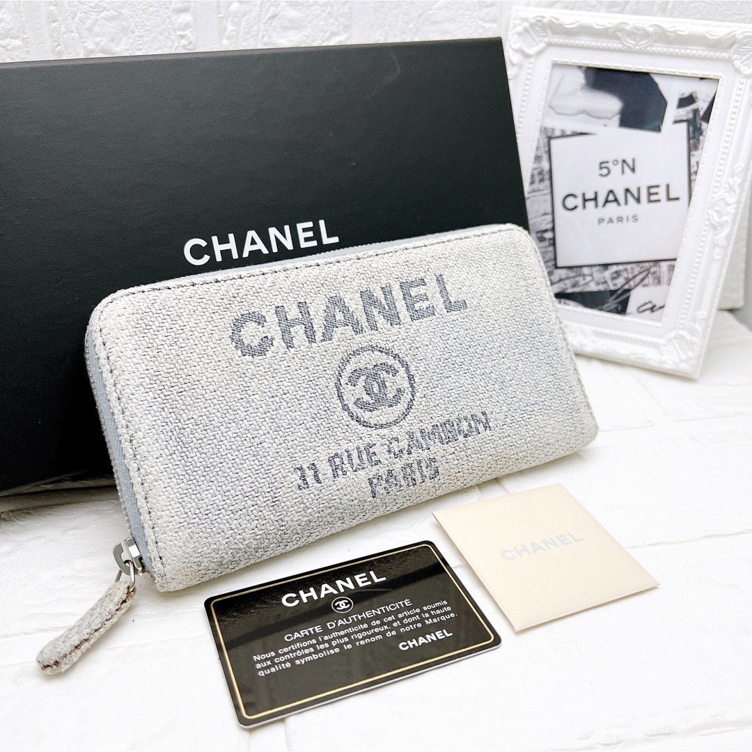 美品☆CHANEL カンボン ドーヴィル ラウンドファスナー長財布