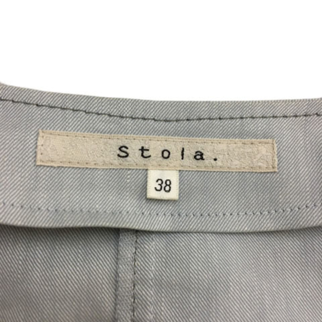 Stola.(ストラ)のストラ ジャケット ノーカラー ジップアップ 七分袖 38 水色 グレー レディースのジャケット/アウター(その他)の商品写真