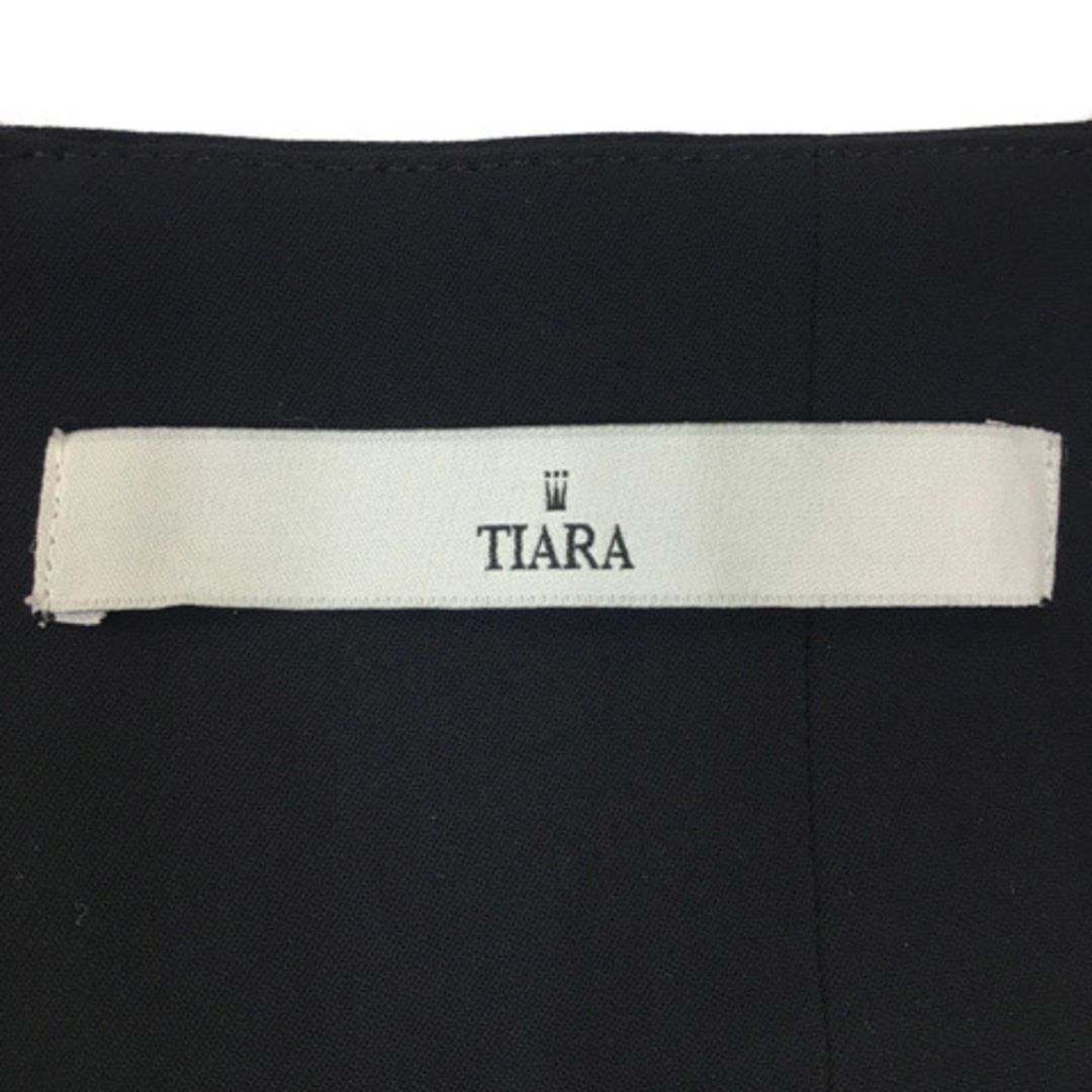 tiara(ティアラ)のティアラ パンツ ワイド ロング タック リボン ハイウエスト 無地 2 紺 レディースのパンツ(その他)の商品写真