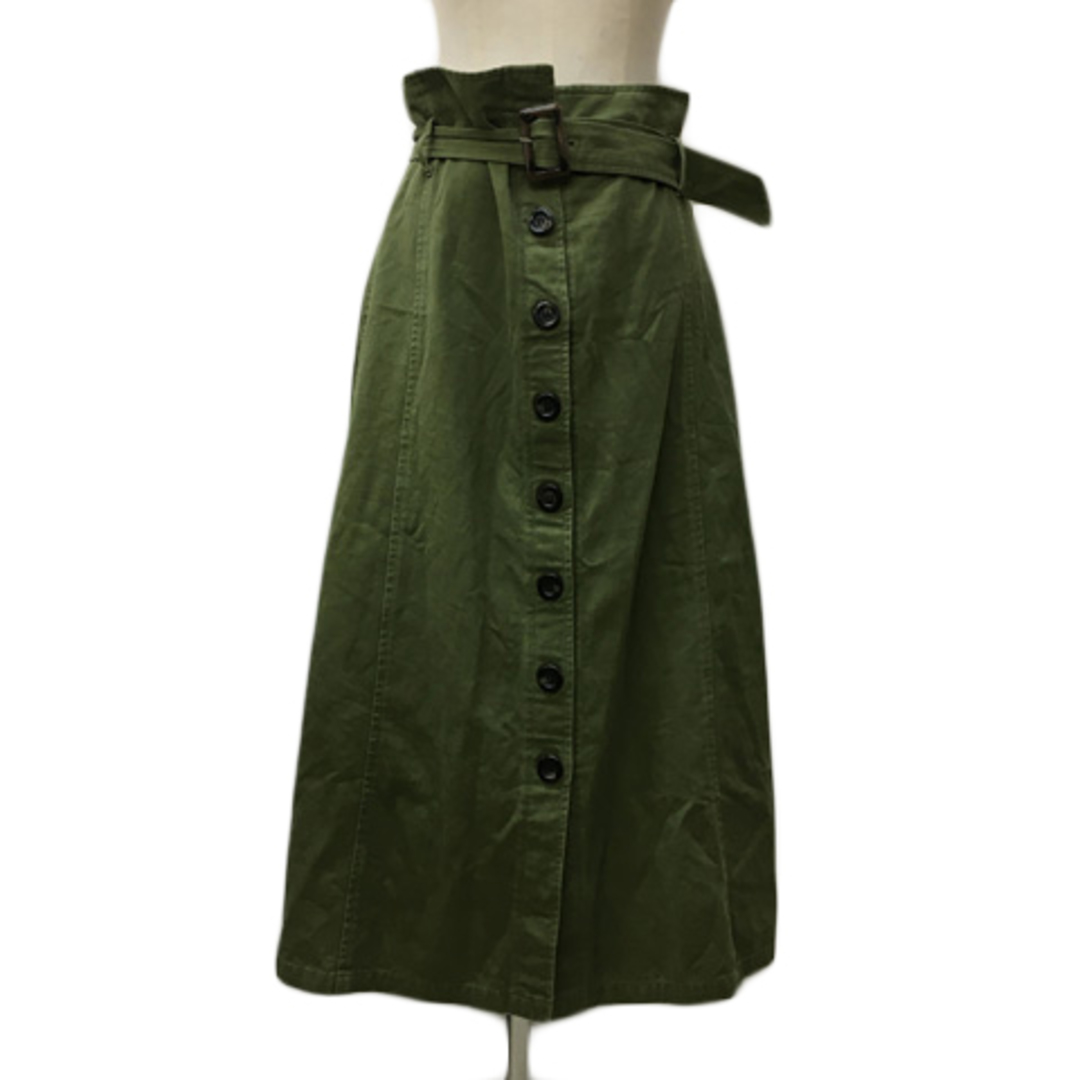 Discoat(ディスコート)のディスコート スカート フレア ロング ベルト付き 無地 M 緑 グリーン レディースのスカート(ロングスカート)の商品写真