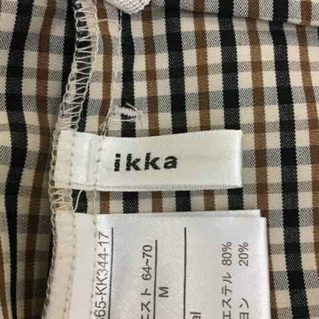 ikka(イッカ)のイッカ  パンツ ワイド ロング タック チェック M ベージュ 黒 ブラック レディースのパンツ(その他)の商品写真
