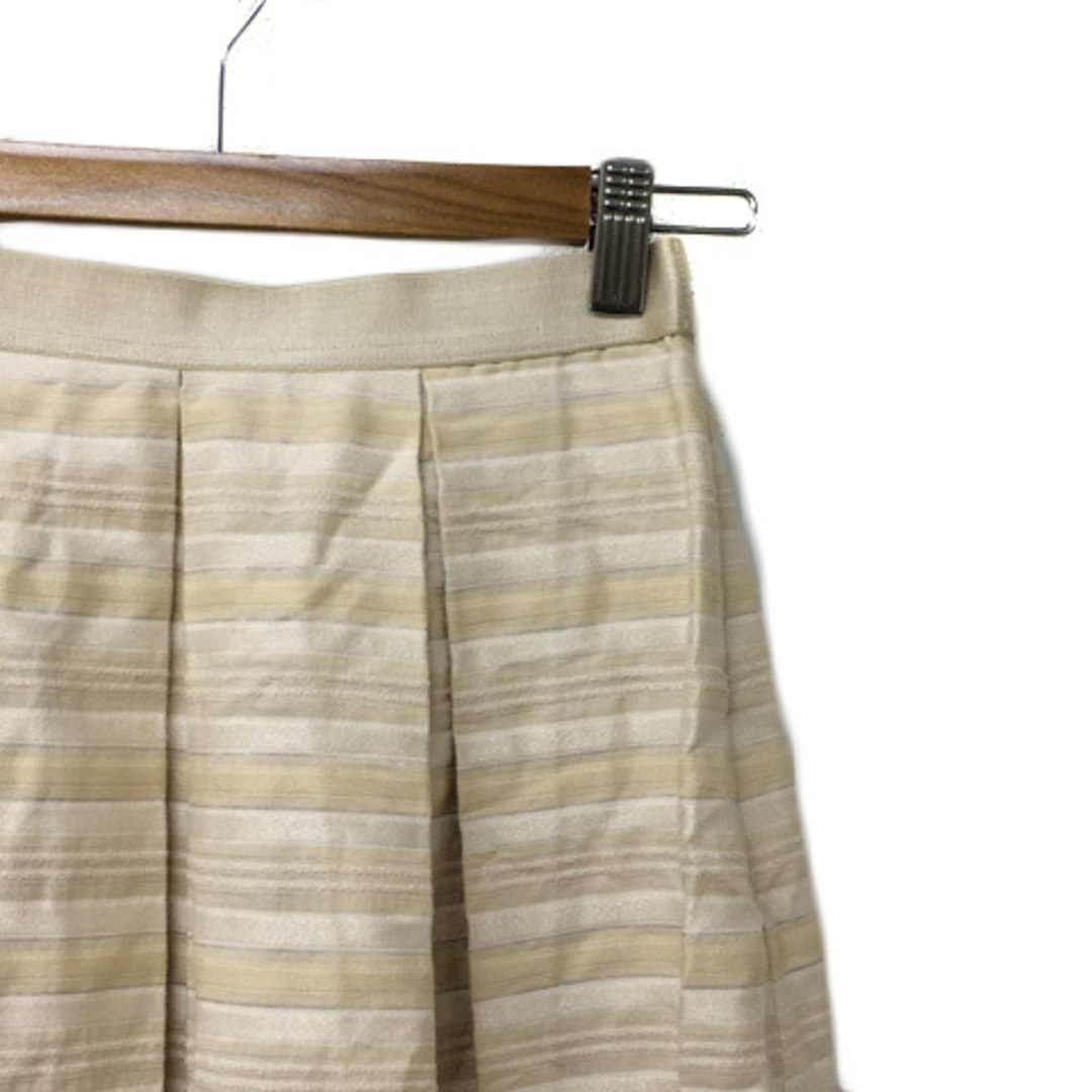UNTITLED(アンタイトル)のアンタイトル スカート フレア プリーツ ミニ ボーダー 0 ベージュ レディースのスカート(ミニスカート)の商品写真