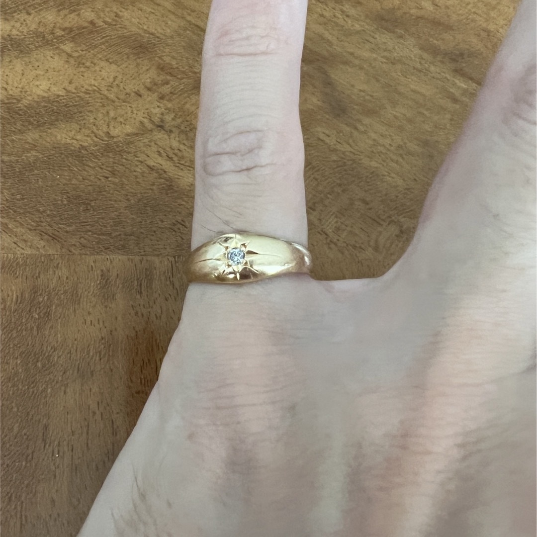 18金 指輪 14号 ダイヤ 0.3ct ピンキーリング-