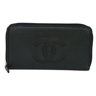 シャネル(CHANEL)のCHANEL シャネル ココマーク ロング ジップ ウォレット ラウンドファスナー 26番台 チェーン エンボス CCマーク ダークネイビー 長財布 A70266(財布)