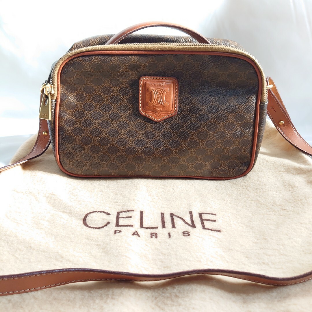 美品 CELINE マカダム柄 ショルダーバッグ ポーチ-