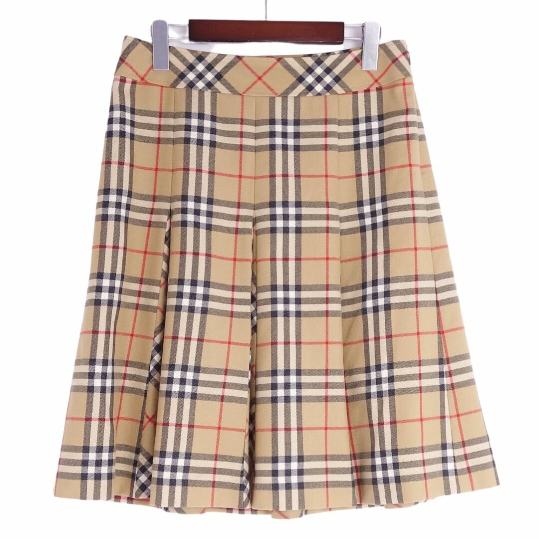 BURBERRY(バーバリー)の美品 バーバリー ロンドン BURBERRY LONDON スカート チェック ウール ボトムス レディース 40(M相当) ベージュ レディースのスカート(ひざ丈スカート)の商品写真