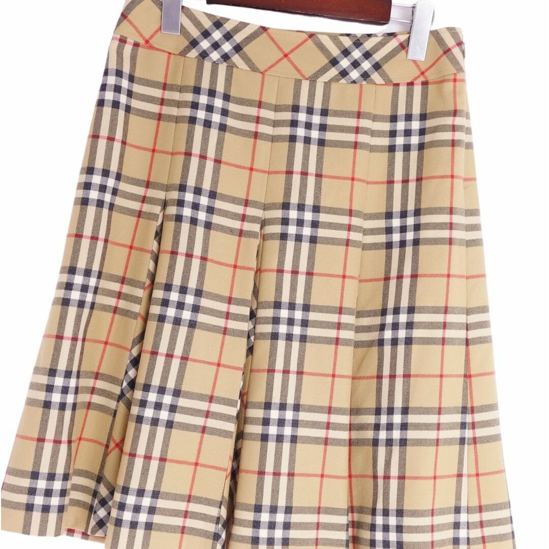 BURBERRY(バーバリー)の美品 バーバリー ロンドン BURBERRY LONDON スカート チェック ウール ボトムス レディース 40(M相当) ベージュ レディースのスカート(ひざ丈スカート)の商品写真