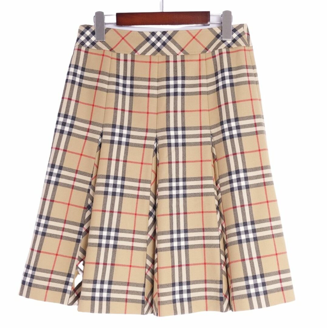 BURBERRY(バーバリー)の美品 バーバリー ロンドン BURBERRY LONDON スカート チェック ウール ボトムス レディース 40(M相当) ベージュ レディースのスカート(ひざ丈スカート)の商品写真