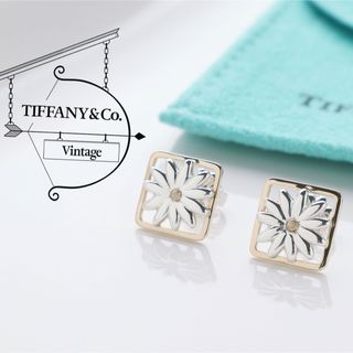 ティファニー(Tiffany & Co.)の美品 ヴィンテージ ティファニー フラワー スクエア 925 750 ピアス(ピアス)