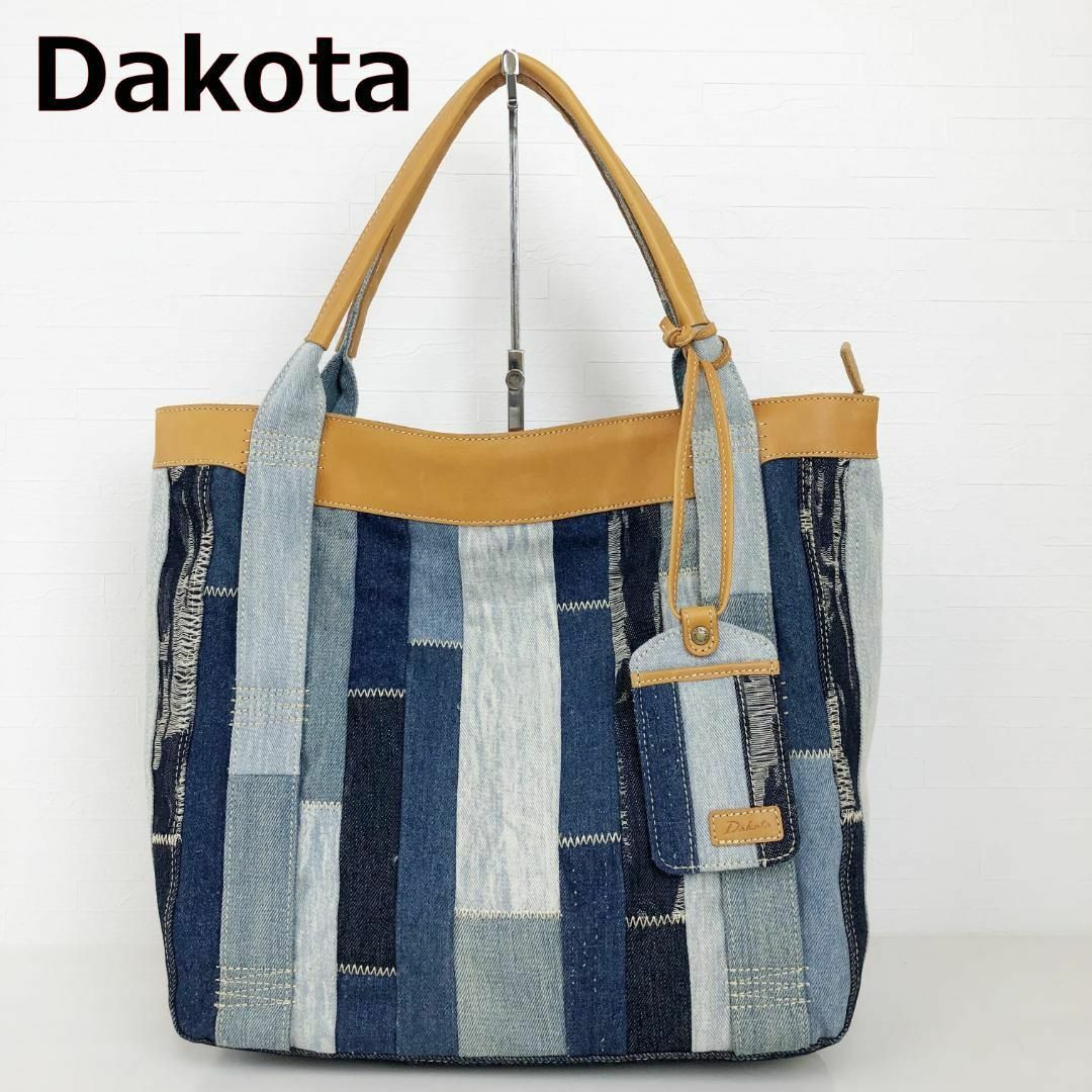 Dakota ダコタ　トートバッグ　ブルー×ライトブラウン16cm付属品