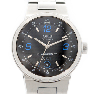 オリス(ORIS)のORIS オリス ウィリアムズ F-1チーム 7560 デイデイト 裏スケ 50m防水 黒 ブラック 青 ブルー カーボン SS ステンレス メンズ 自動巻き【6ヶ月保証】【腕時計】【中古】(腕時計(アナログ))